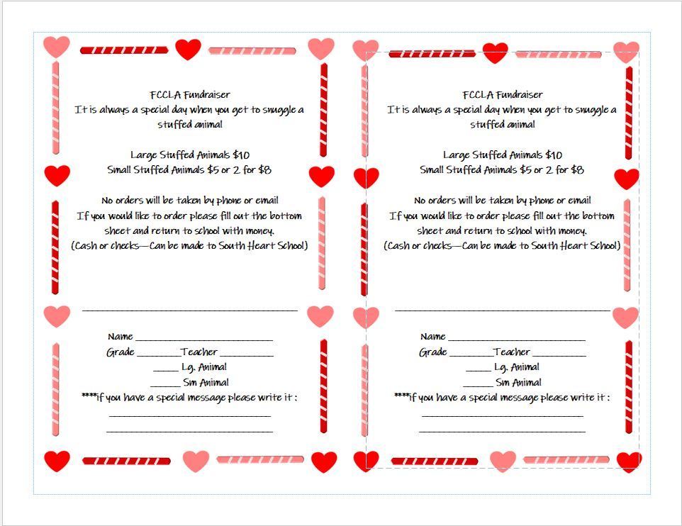 FCCLA Valentine Fundraiser Flyer